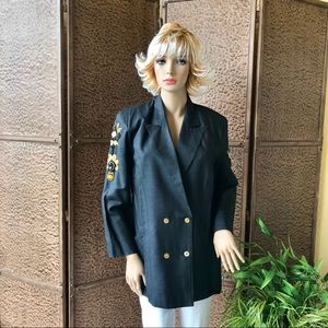 Black silk blazer with embellishments